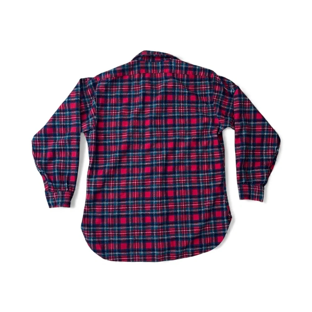 Vintage - Pendleton Red Plaid Virgin Wool Flannel Shirt Size Large - Picture 2 of 8